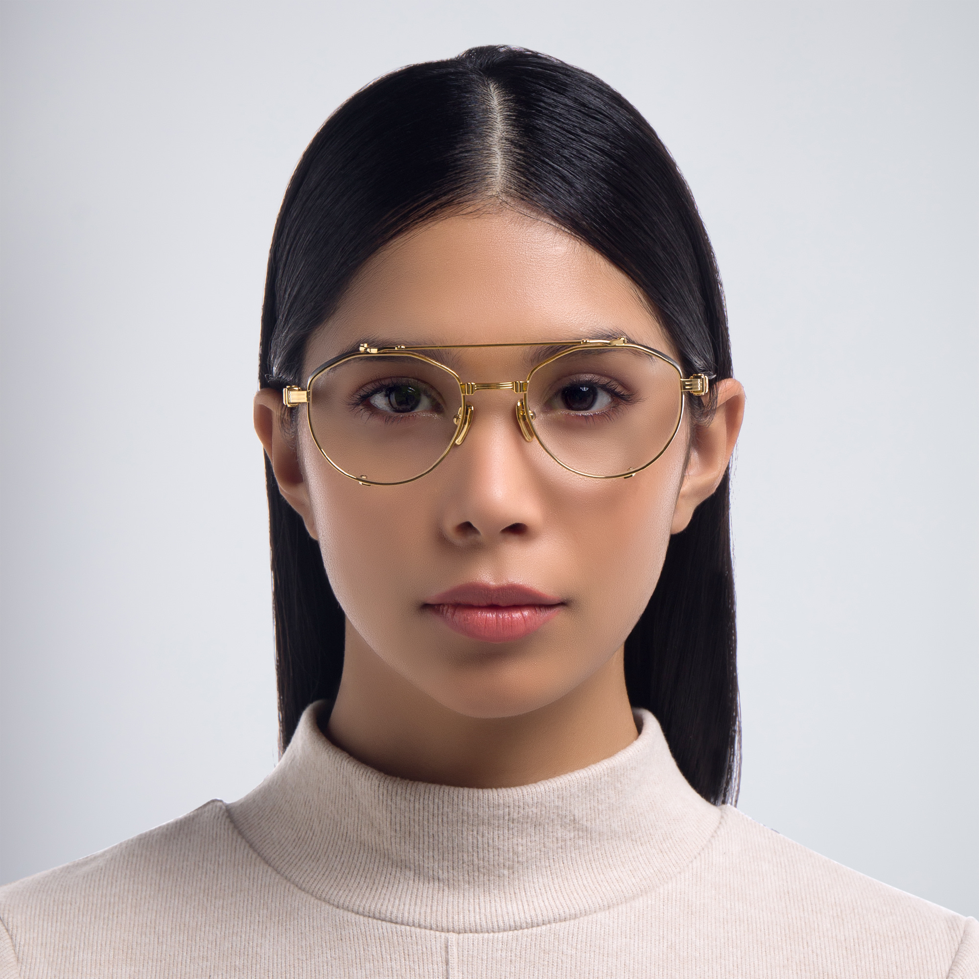 Shop BALMAIN Brigade IV Unisex Round Eyeglasses in Gold online.