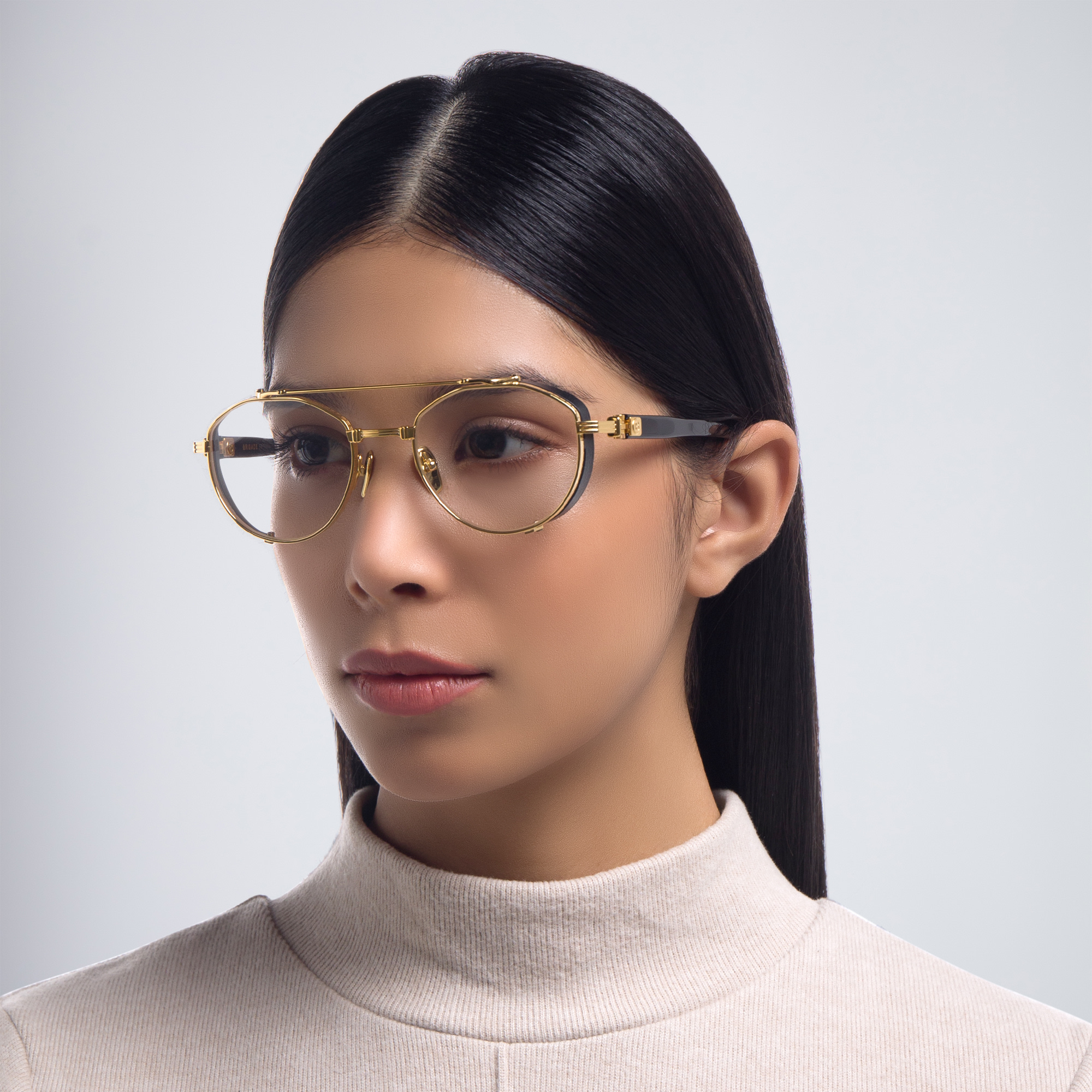 Shop BALMAIN Brigade IV Unisex Round Eyeglasses in Gold online.