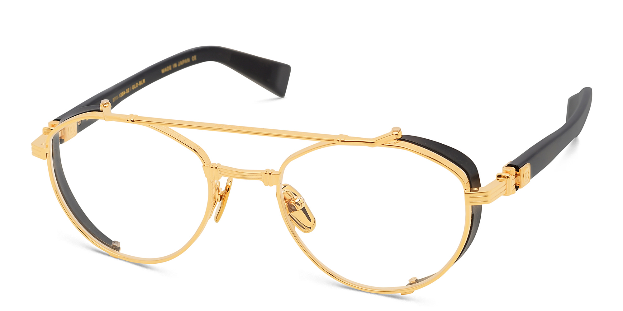 Shop BALMAIN Brigade IV Unisex Round Eyeglasses in Gold online.
