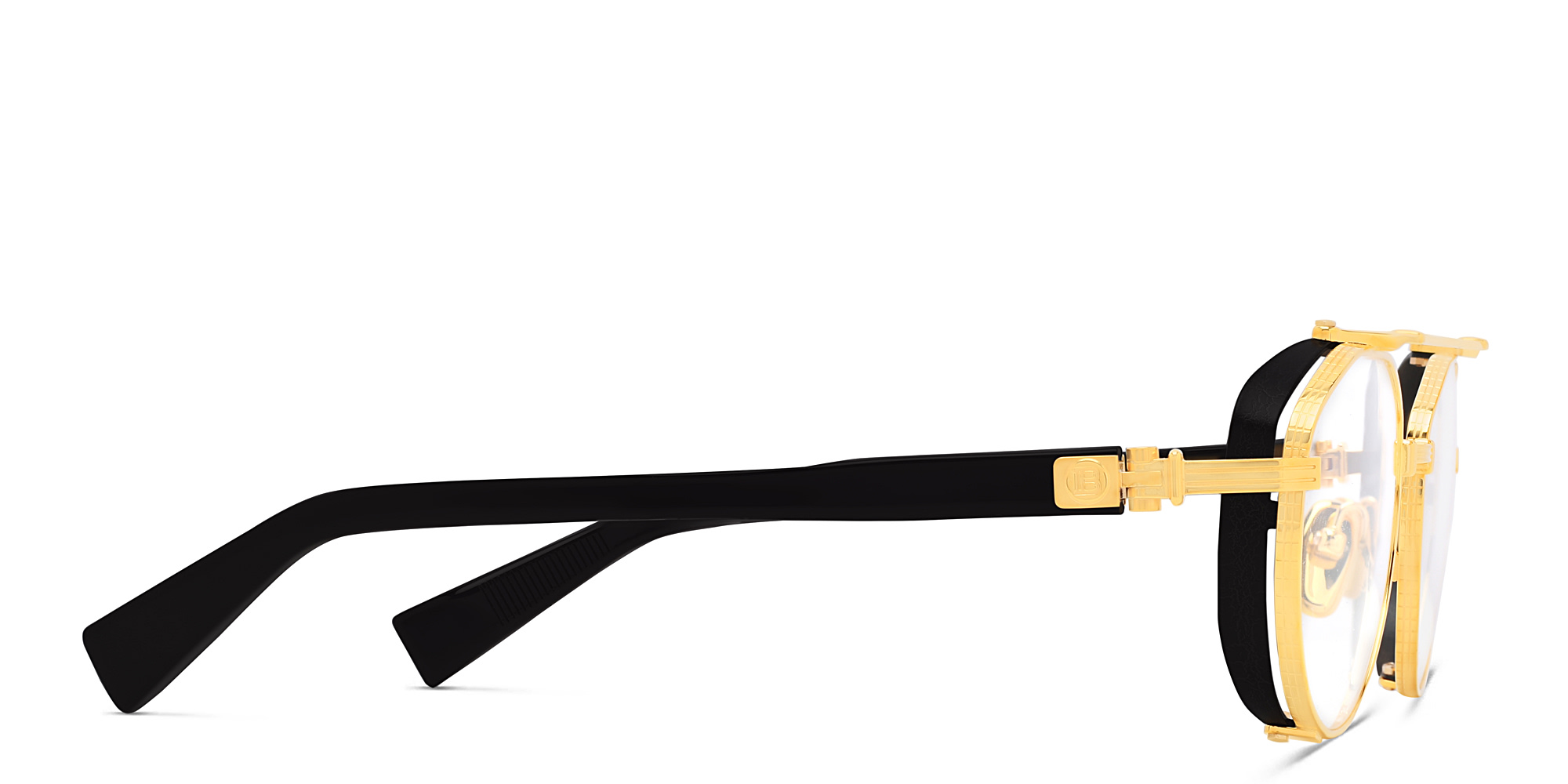 Shop BALMAIN Brigade IV Unisex Round Eyeglasses in Gold online.