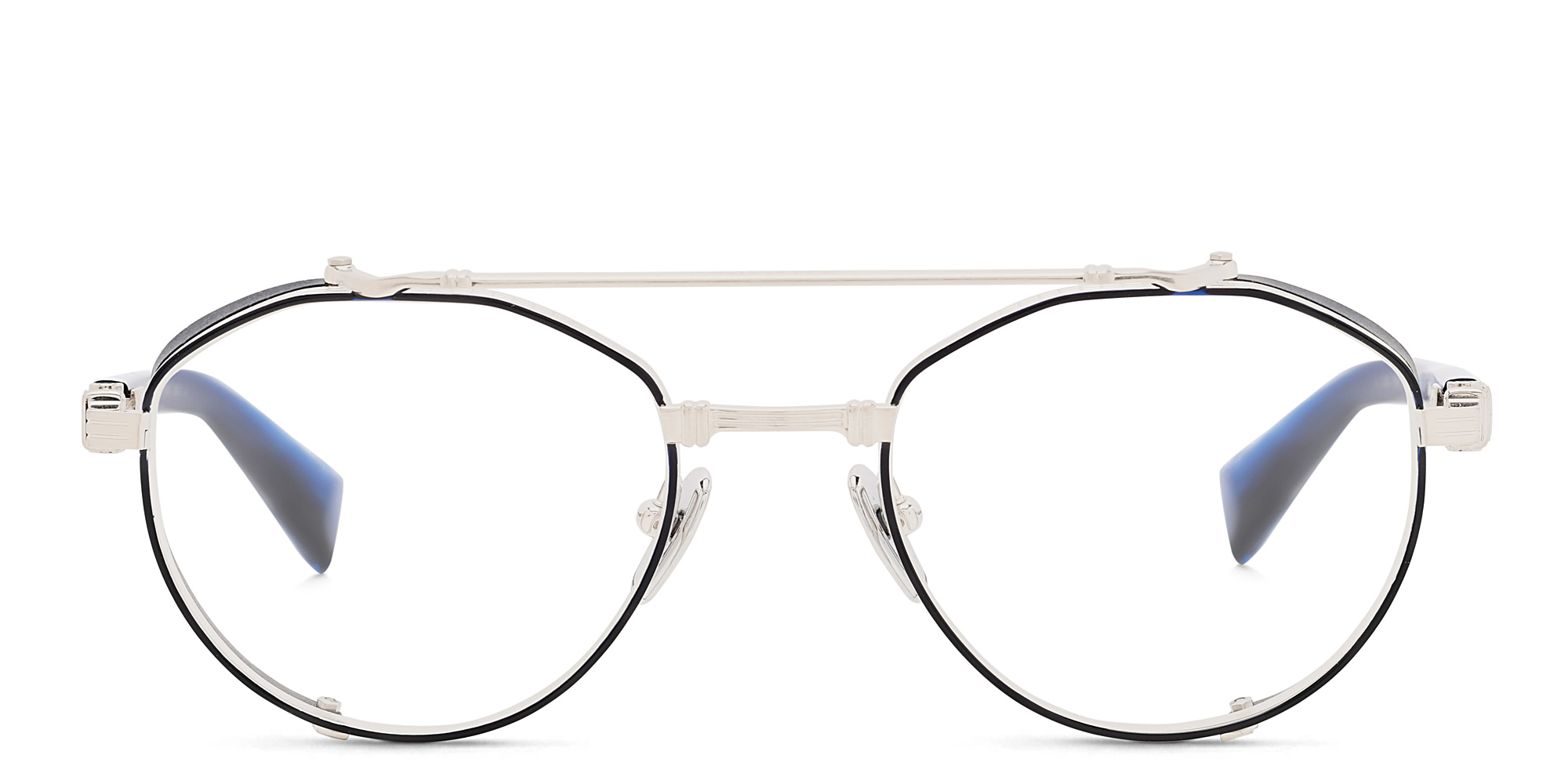 Shop BALMAIN Brigade IV Unisex Round Eyeglasses in Grey online.