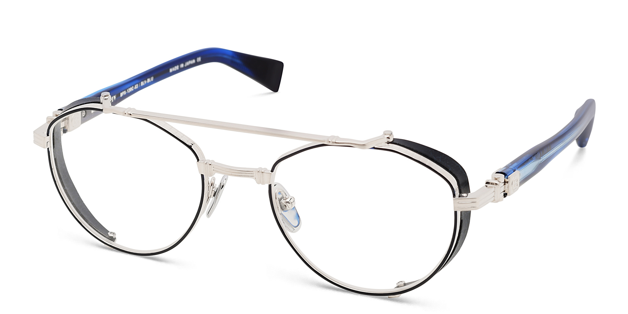 Shop BALMAIN Brigade IV Unisex Round Eyeglasses in Grey online.