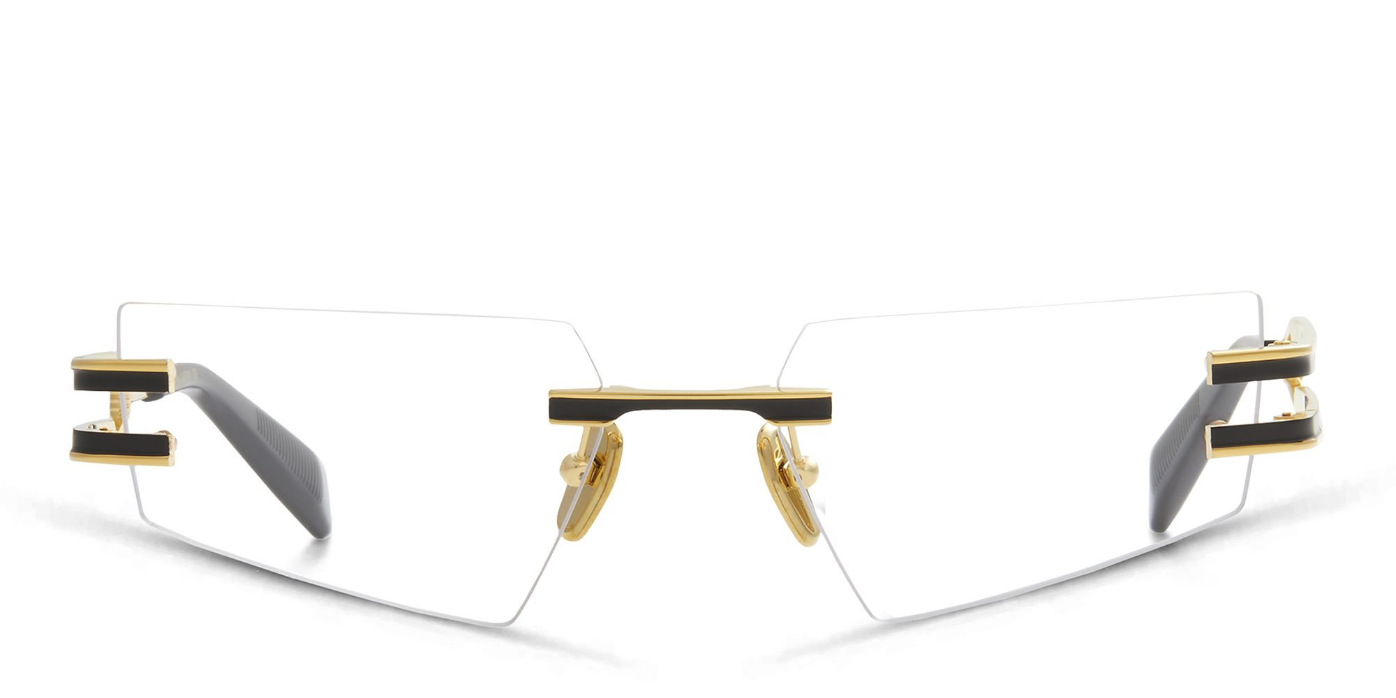Shop BALMAIN Fixe Unisex Rimless Rectangle Eyeglasses in Gold online.