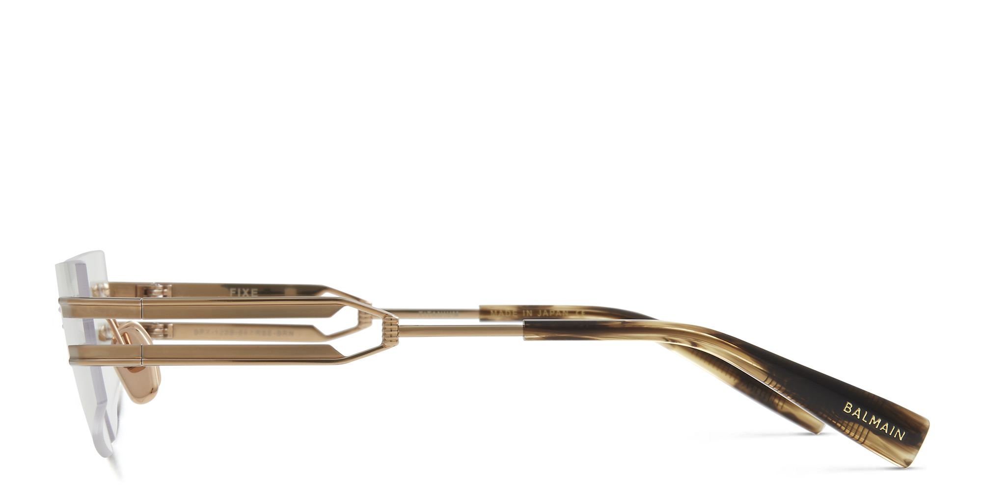 Shop BALMAIN Fixe Unisex Rimless Rectangle Eyeglasses in Rose Gold online.