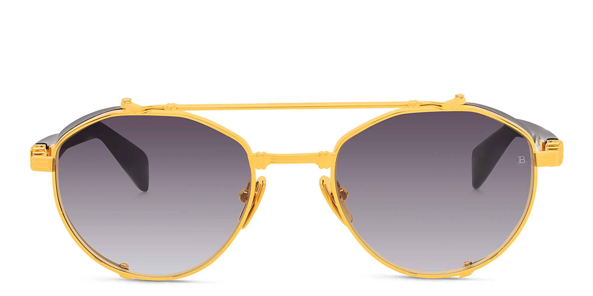 BALMAIN Brigade IV Unisex Round Sunglasses in Gold – Product Photo 1