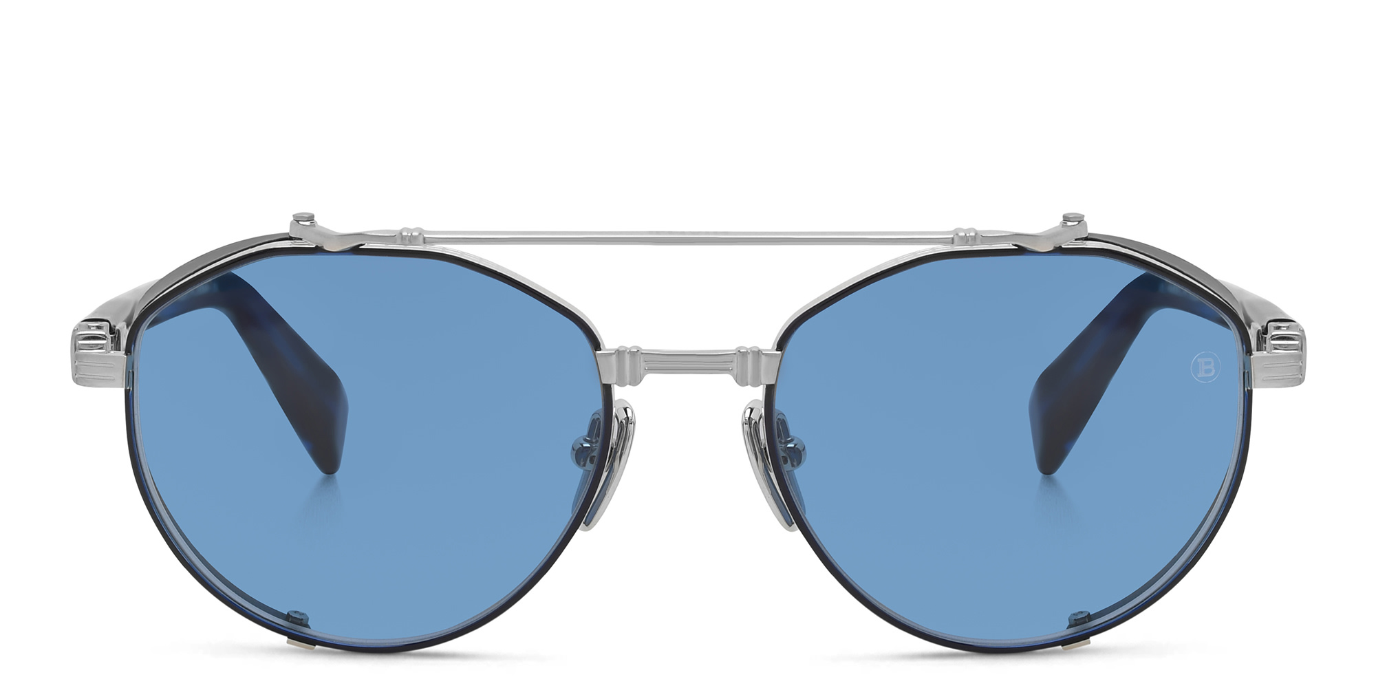 Shop BALMAIN Brigade IV Unisex Round Sunglasses in Silver online.