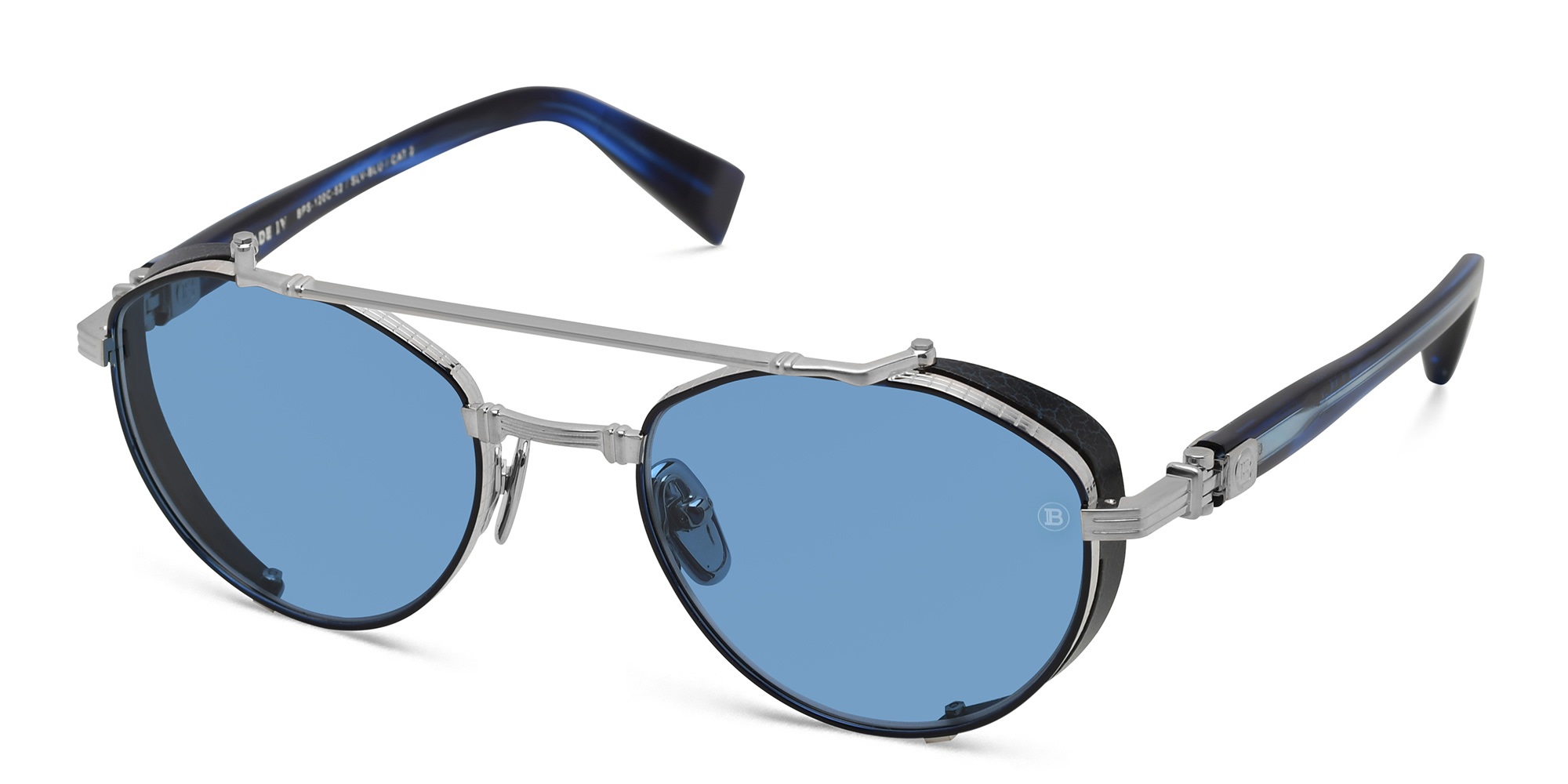 Shop BALMAIN Brigade IV Unisex Round Sunglasses in Silver online.