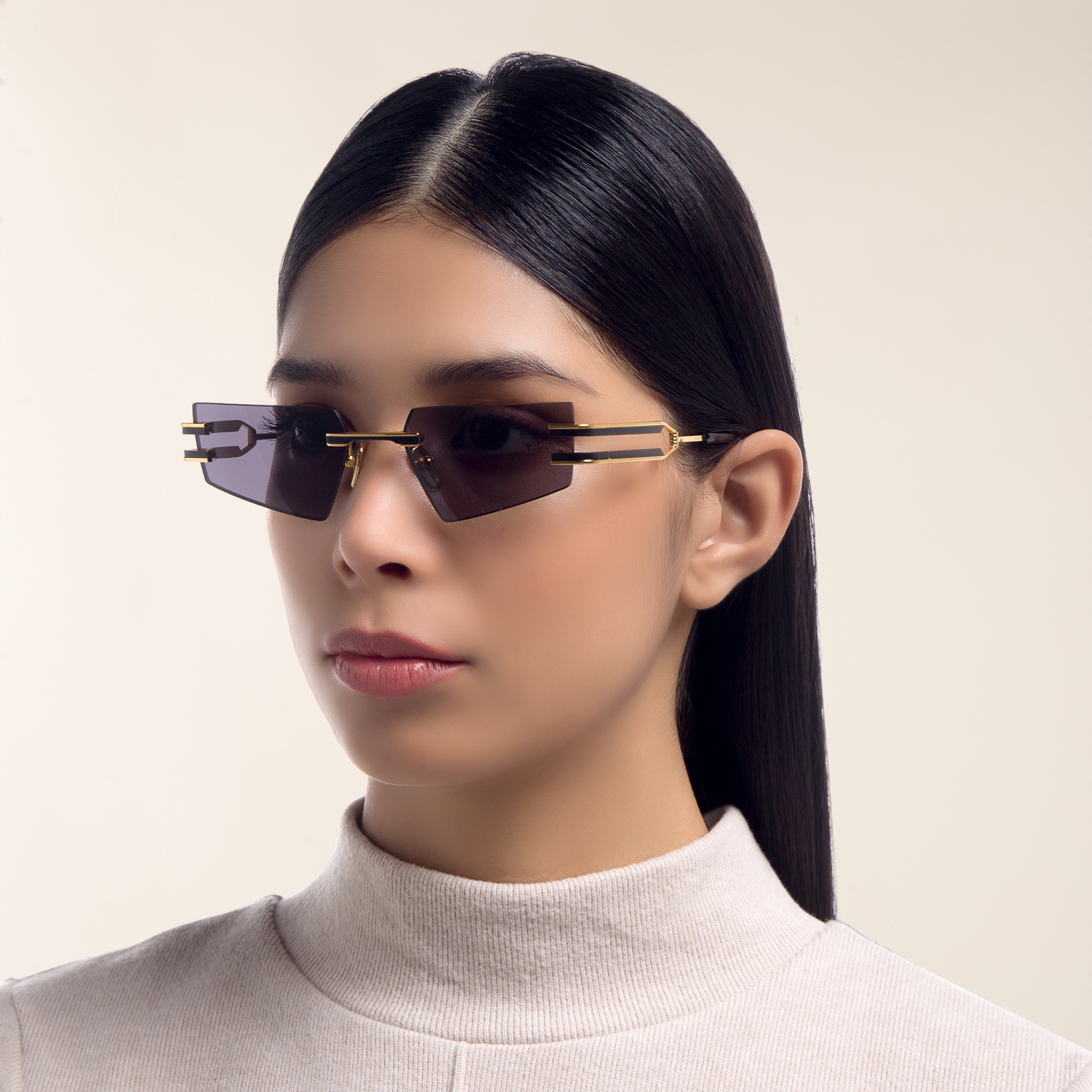 BALMAIN Fixe Unisex Rimless Rectangle Sunglasses in Black – Product Photo 6