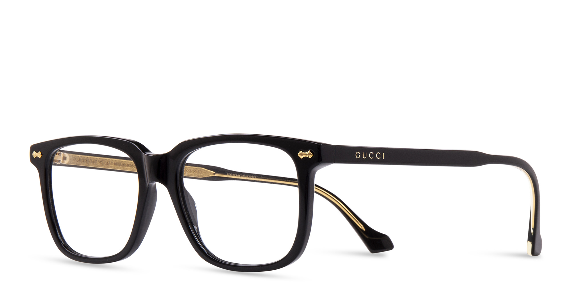 Shop GUCCI Rectangle Eyeglasses in Black online.