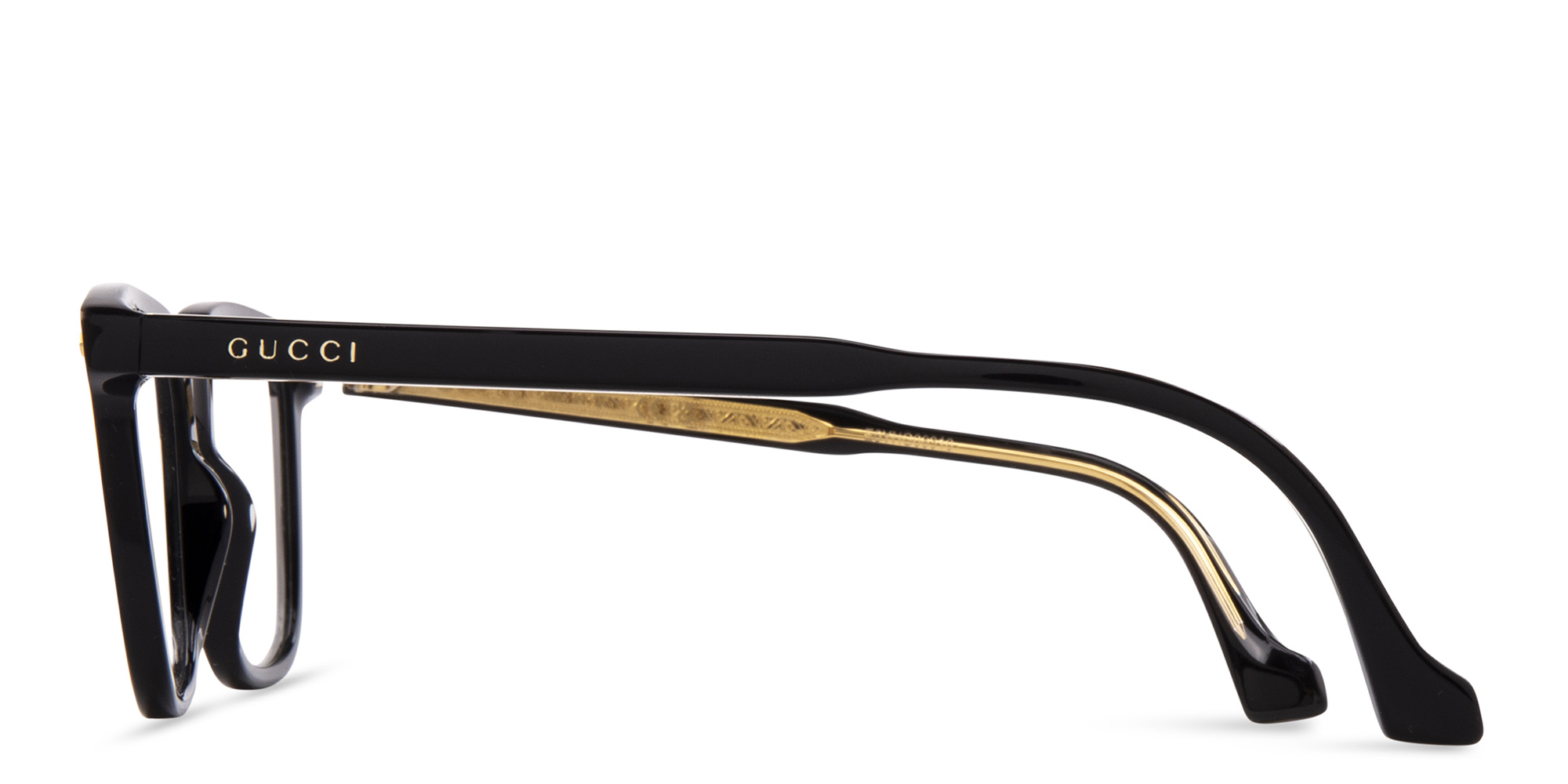 Shop GUCCI Rectangle Eyeglasses in Black online.