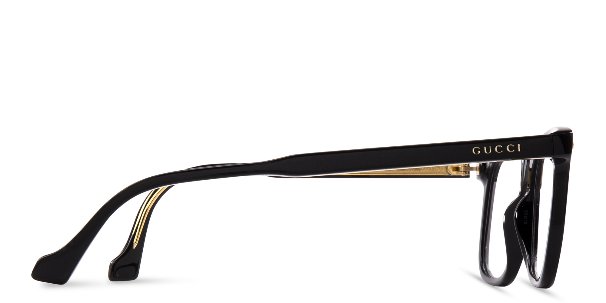 Shop GUCCI Rectangle Eyeglasses in Black online.