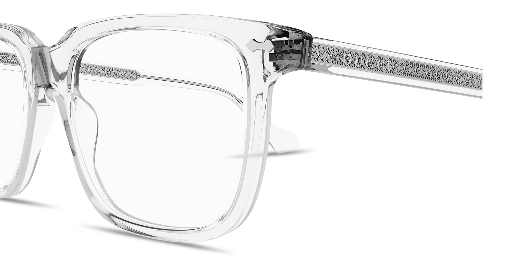Shop GUCCI Rivets Rectangle Eyeglasses in Clear online.