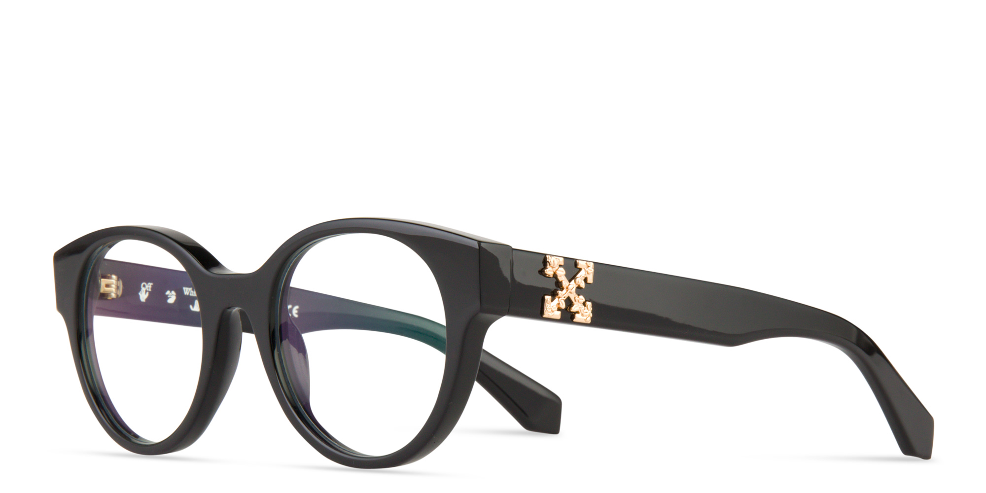 OFF WHITE Unisex Round Eyeglasses in Black – Product Photo 2