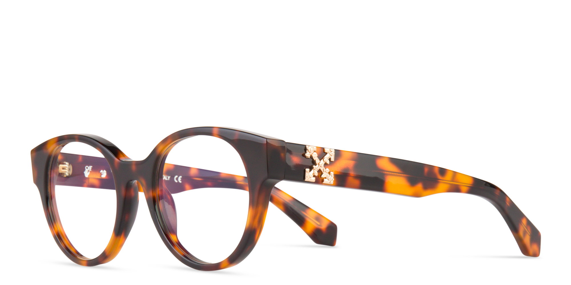 Shop OFF WHITE Unisex Round Eyeglasses in Tortoise online.
