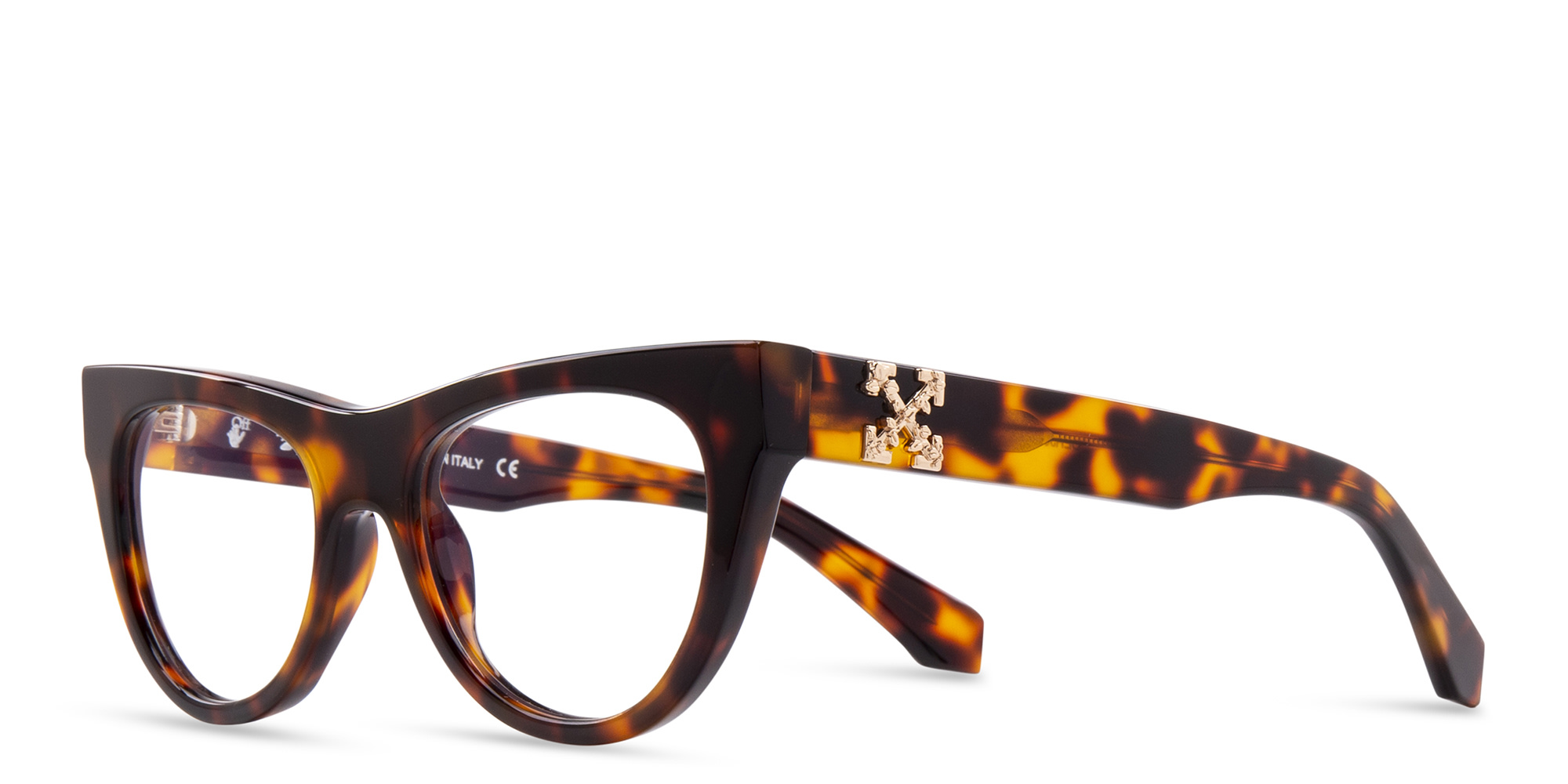 Shop OFF WHITE Unisex Cat-Eye Eyeglasses in Havana online.