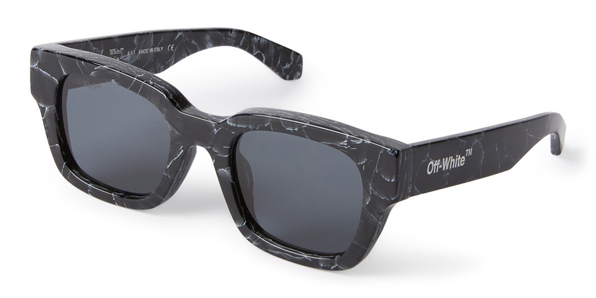 OFF WHITE Zurich Unisex Square Sunglasses in Black Marble – Product Photo 1