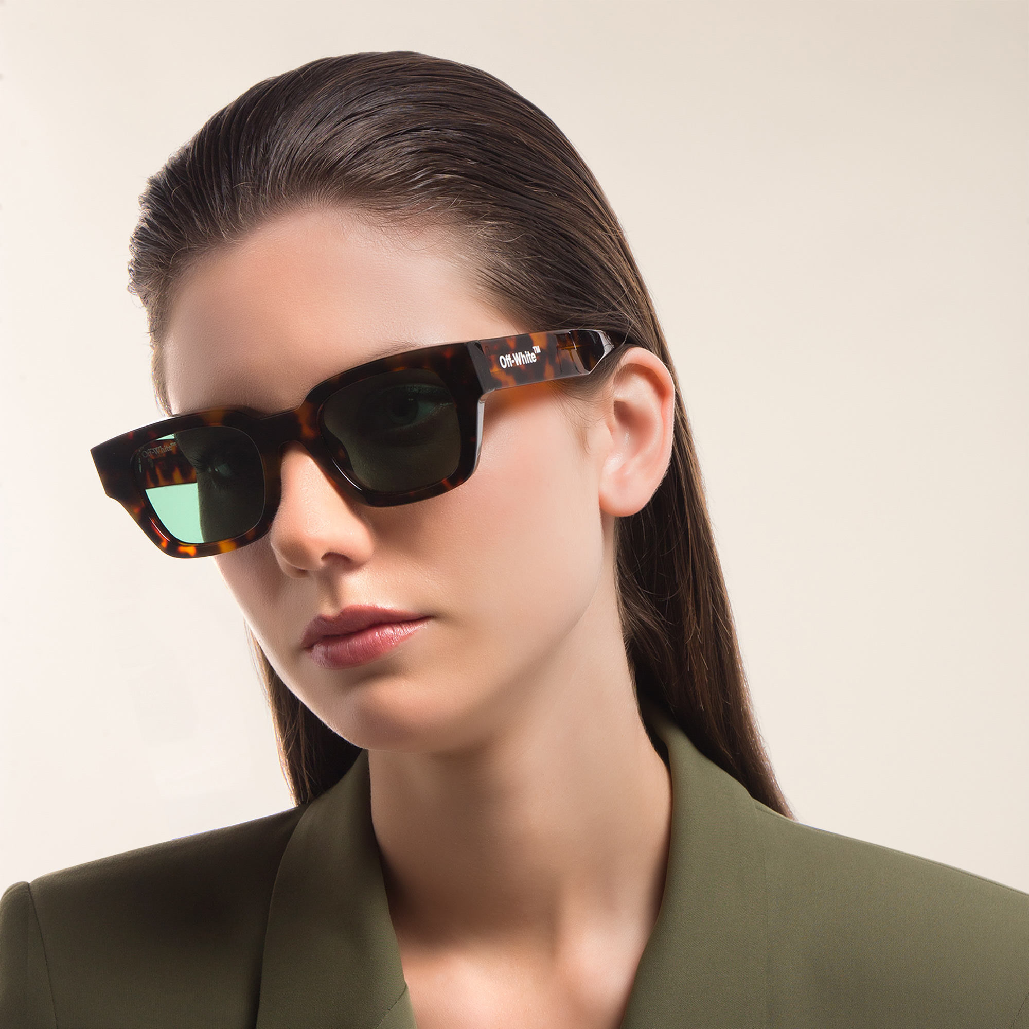 Shop OFF WHITE Unisex Square Sunglasses in Havana online.