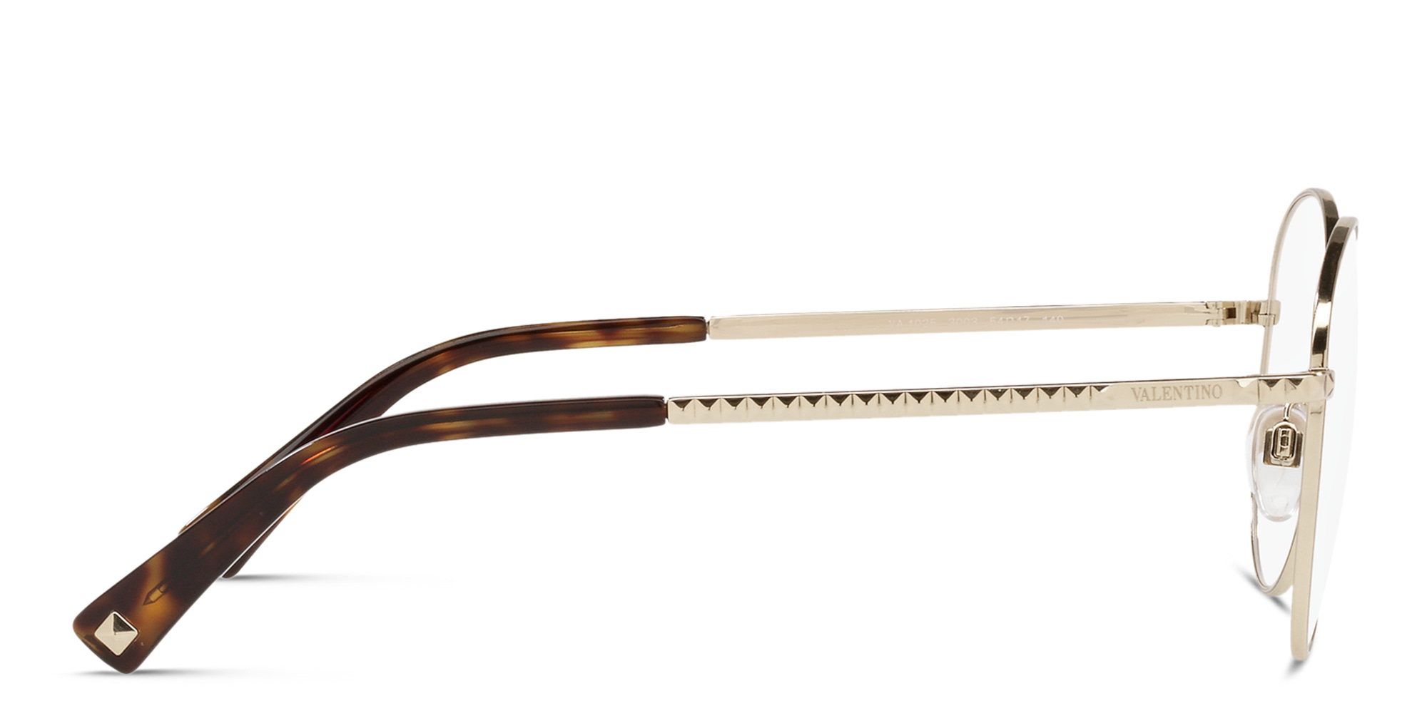 Shop VALENTINO Round Eyeglasses in Gold online.