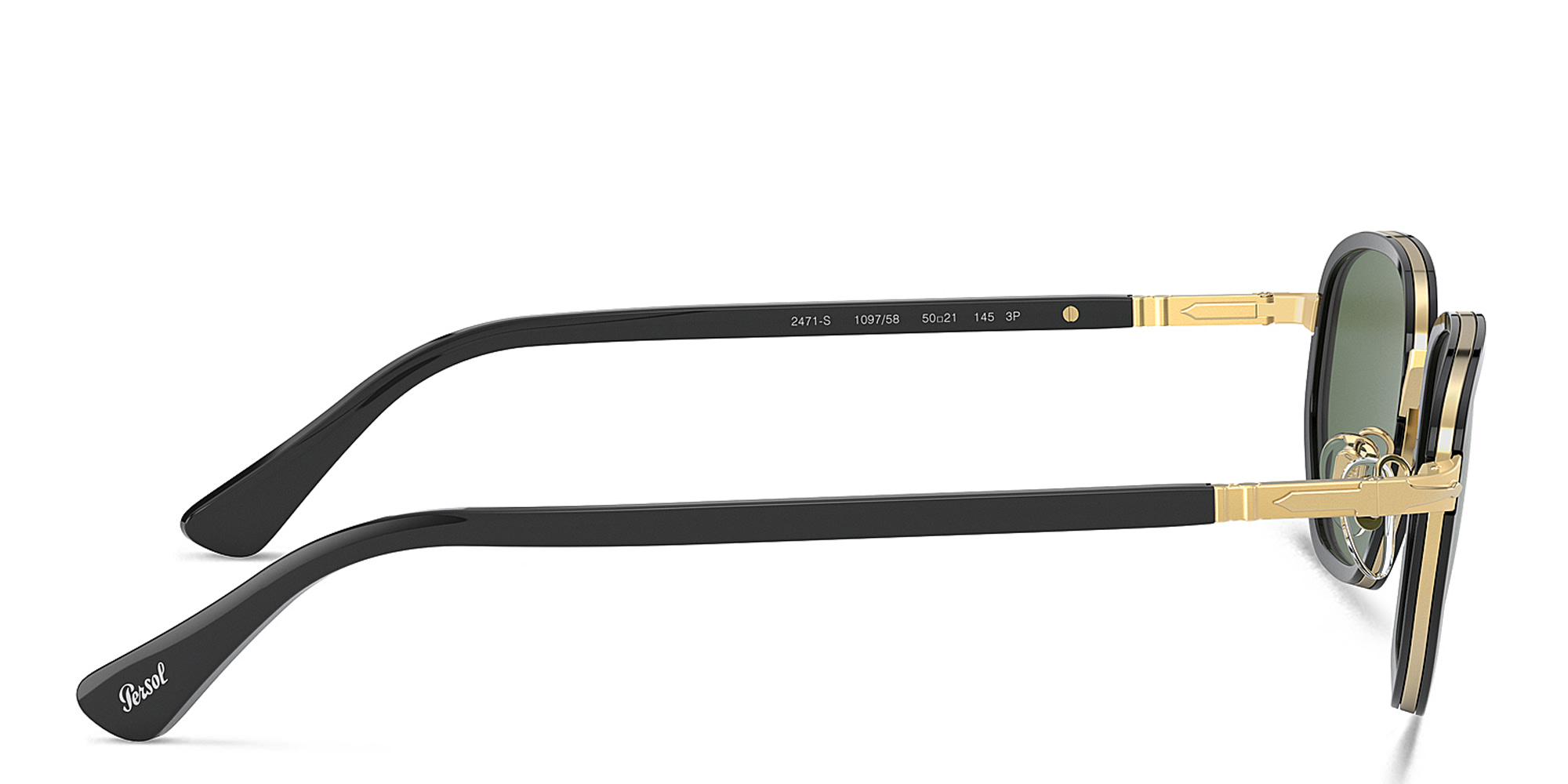 Shop PERSOL Irregular Sunglasses in Black online.