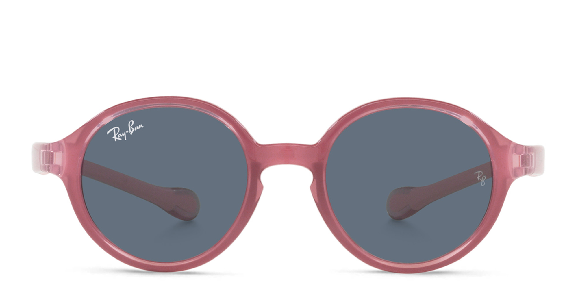 Shop Ray-Ban Junior Kids Round Sunglasses in Fuchsia On Pink online.