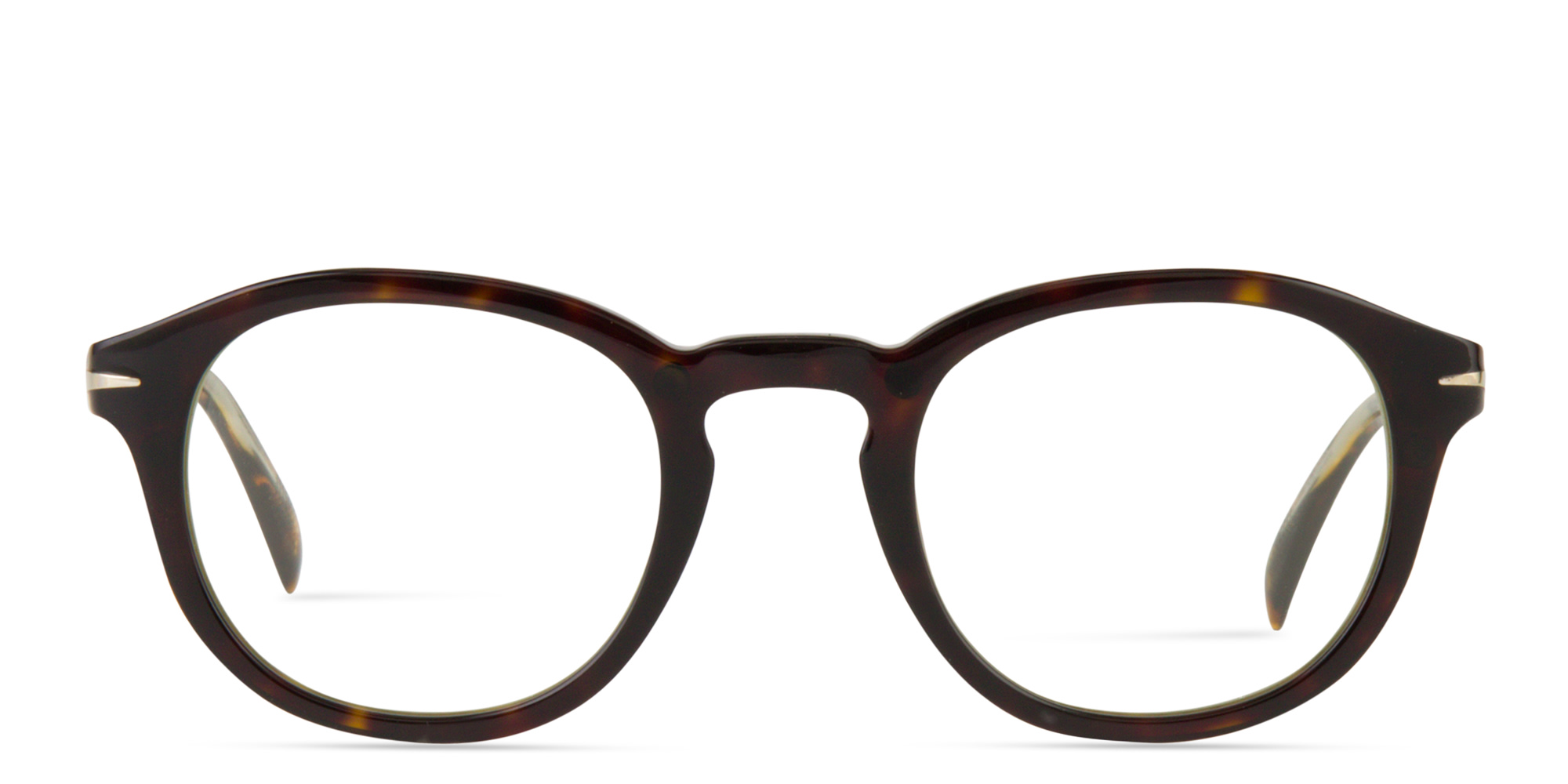 Shop DAVID BECKHAM Timeless Icons Panthos Eyeglasses in Havana online.