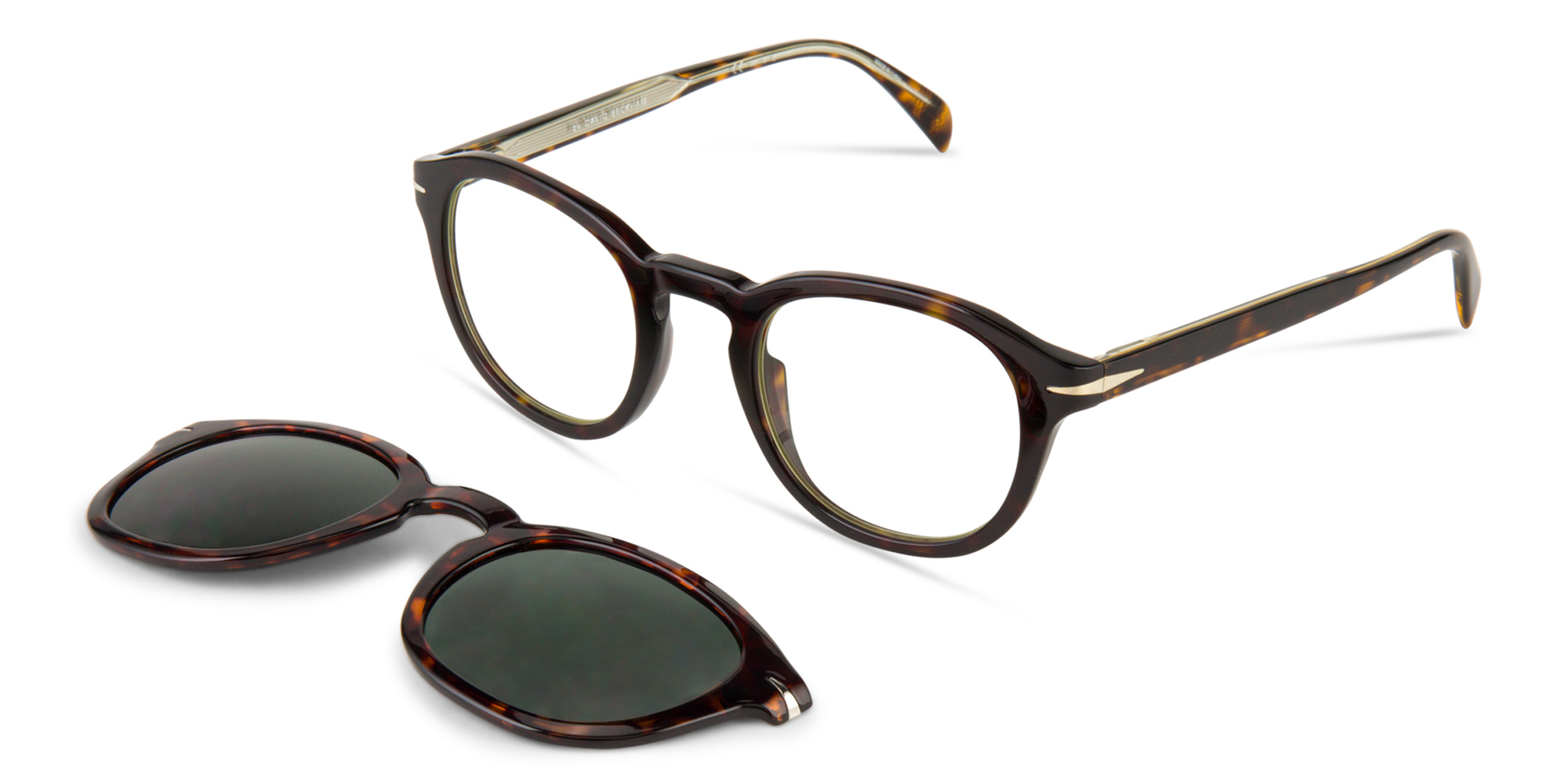 Shop DAVID BECKHAM Timeless Icons Panthos Eyeglasses in Havana online.