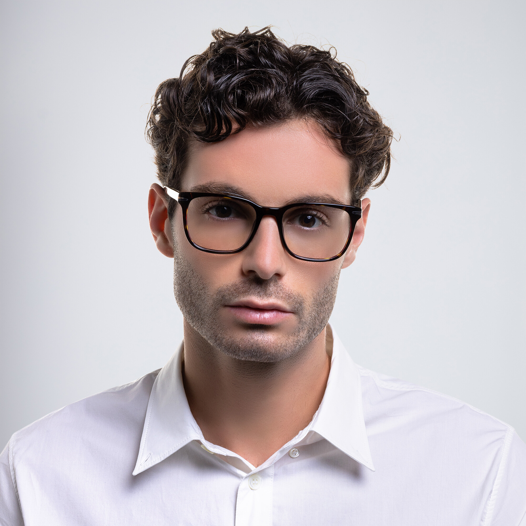 Shop DAVID BECKHAM Wide Rectangle Eyeglasses in Havana online.