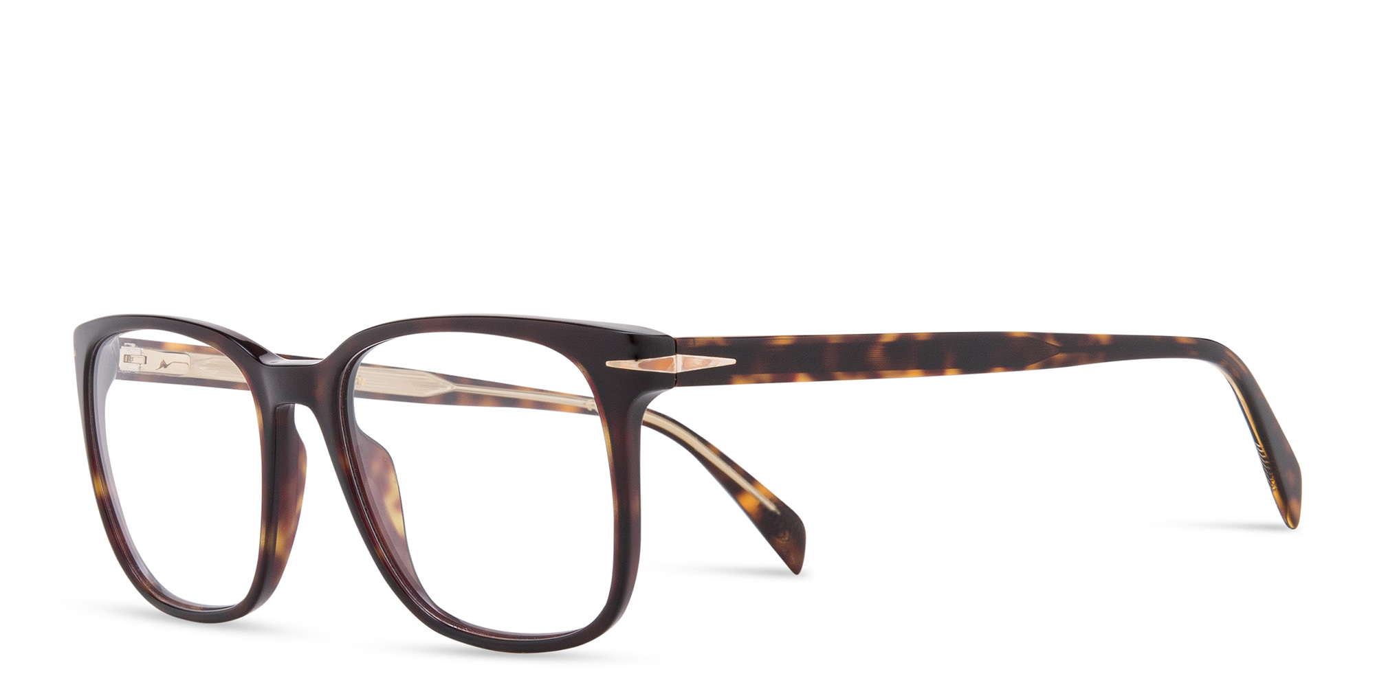 Shop DAVID BECKHAM Wide Rectangle Eyeglasses in Havana online.