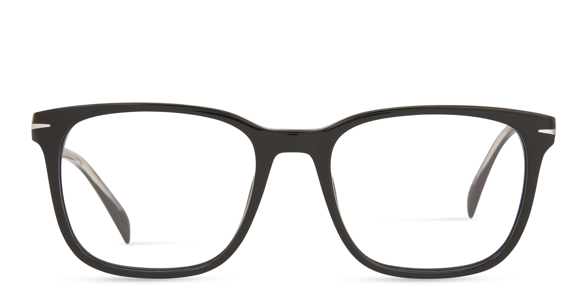 Shop DAVID BECKHAM Wide Rectangle Eyeglasses in Black online.