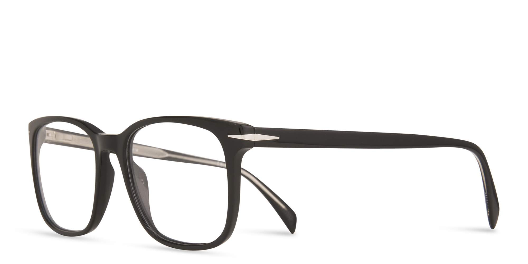Shop DAVID BECKHAM Wide Rectangle Eyeglasses in Black online.