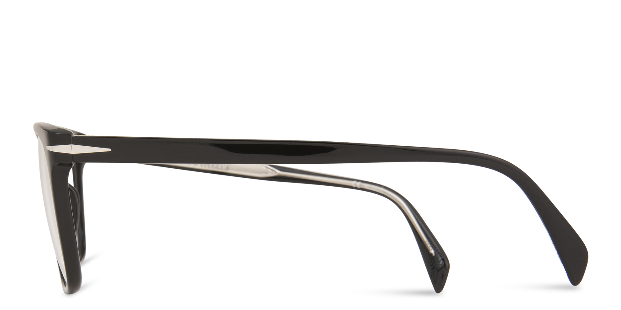 Shop DAVID BECKHAM Wide Rectangle Eyeglasses in Black online.