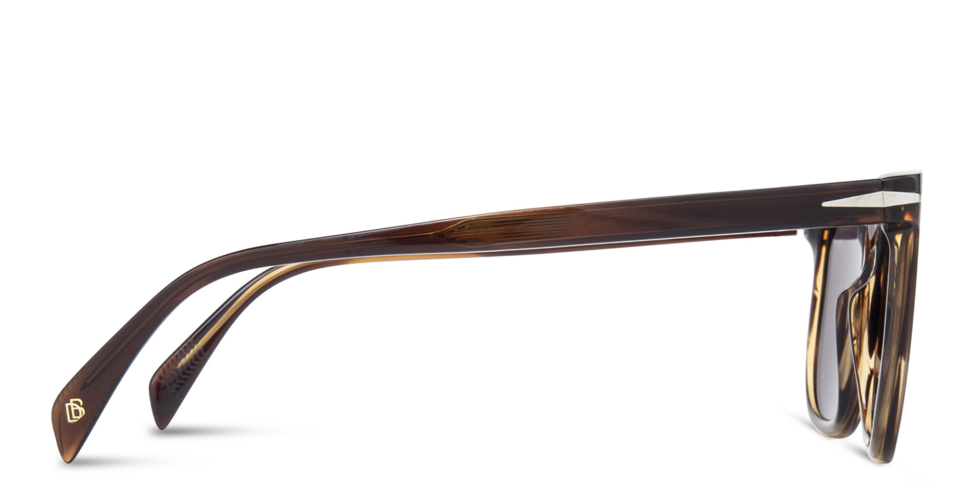 Shop DAVID BECKHAM Square Sunglasses in Striped Brown online.