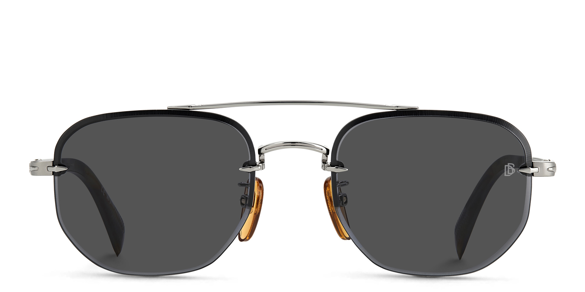 DAVID BECKHAM Half Rim Square Sunglasses in Ruthenium Black – Product Photo 1