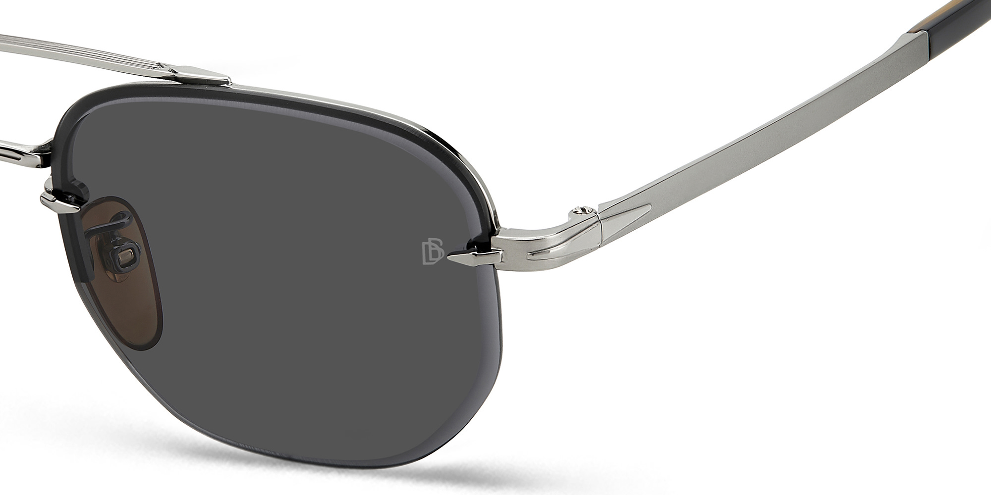 DAVID BECKHAM Half Rim Square Sunglasses in Ruthenium Black – Product Photo 3
