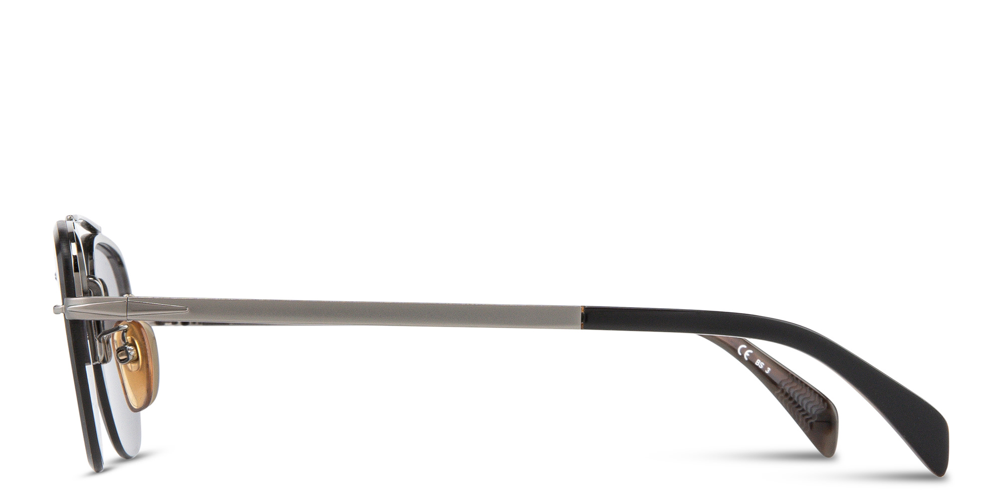 DAVID BECKHAM Half Rim Square Sunglasses in Ruthenium Black – Product Photo 4