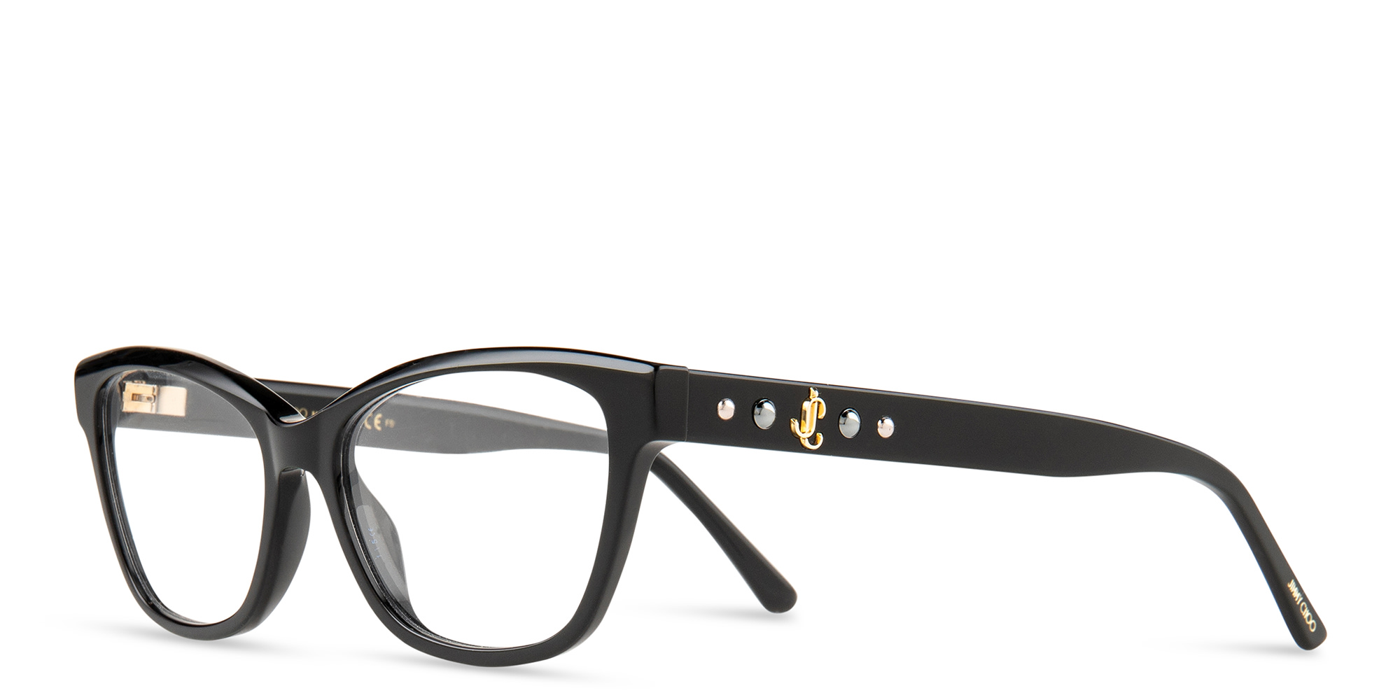 Shop JIMMY CHOO Rectangle Eyeglasses in Black online.