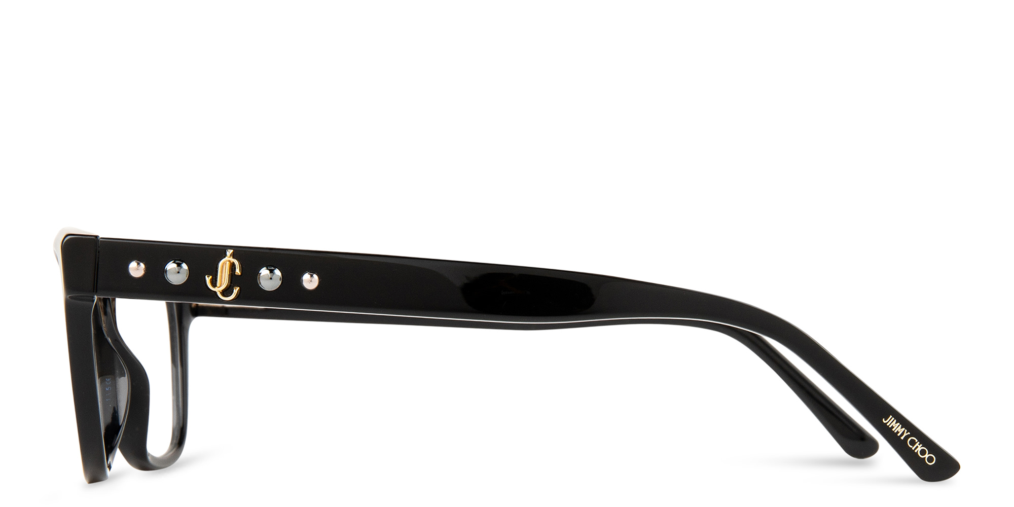 Shop JIMMY CHOO Rectangle Eyeglasses in Black online.