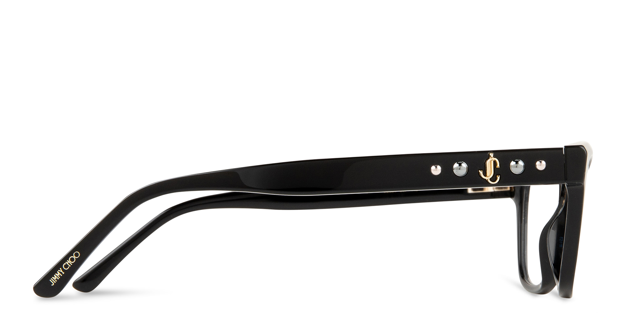 Shop JIMMY CHOO Rectangle Eyeglasses in Black online.