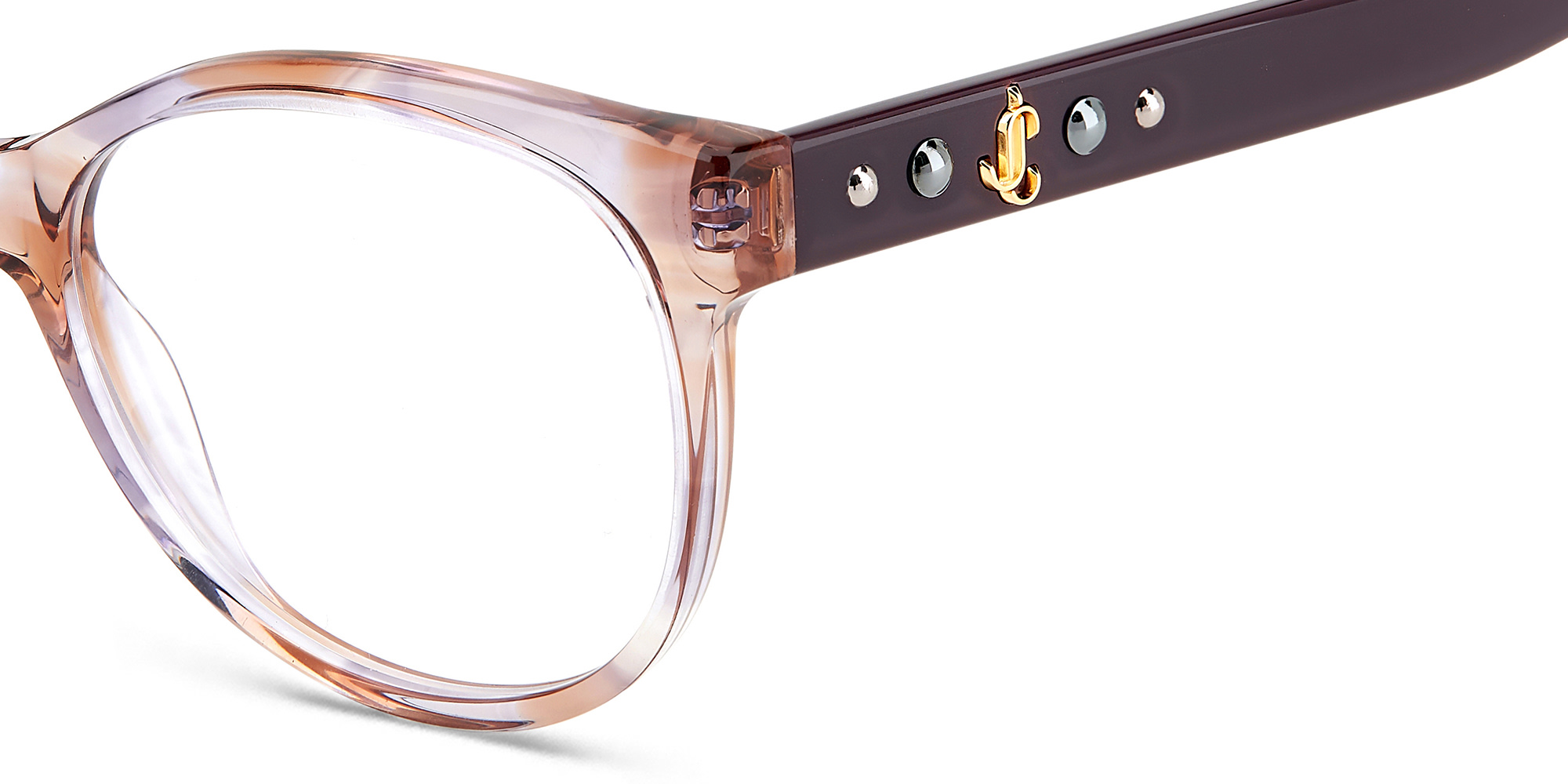 Shop JIMMY CHOO Cat Eye Eyeglasses in Striped Violet online.