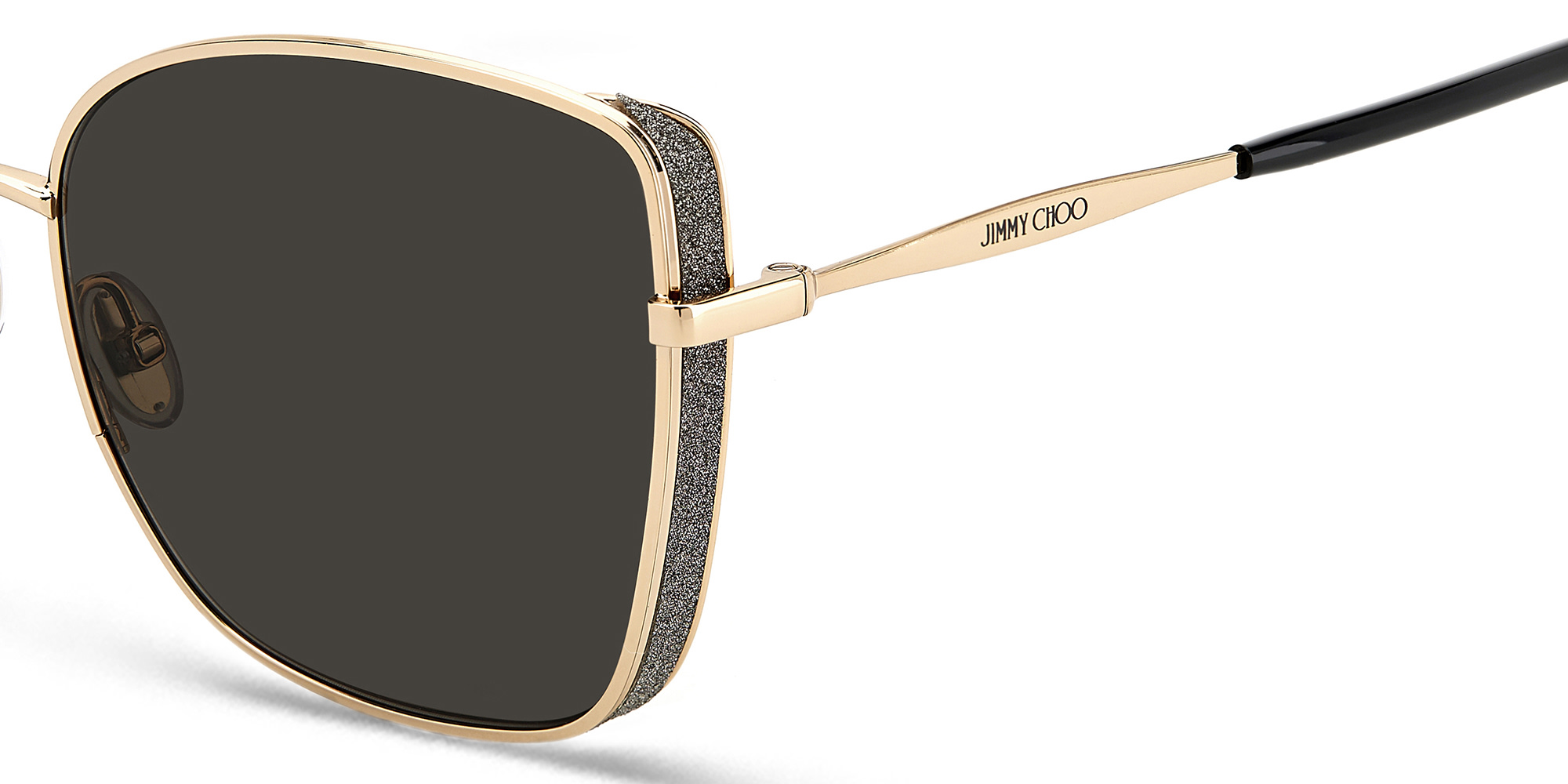Shop JIMMY CHOO Alexis/S Square Sunglasses in Black Gold online.