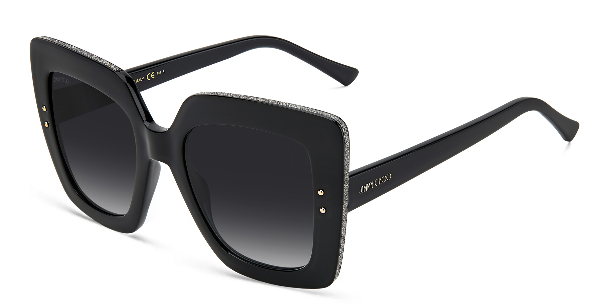 نظارة شمسية اوري/جي/اس بإطار مربع من جيمي تشو بلون أسود - صورة المنتج 2