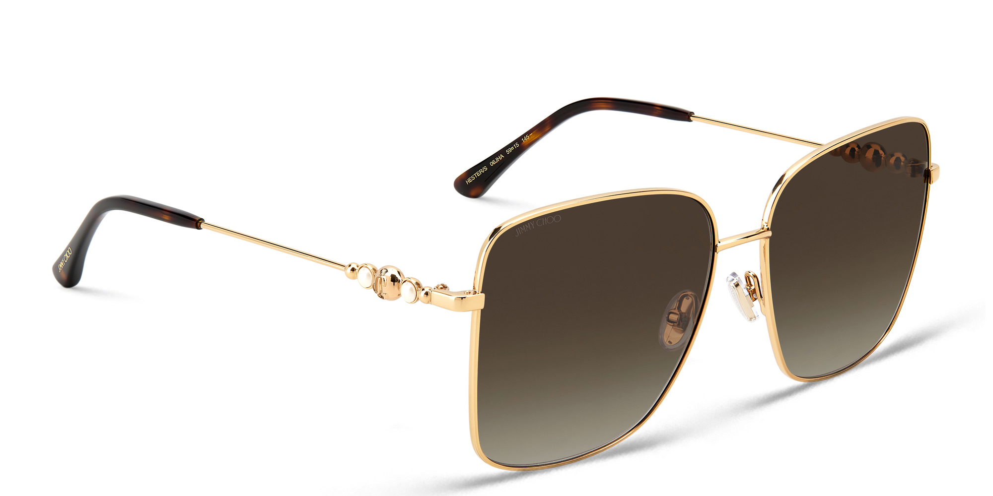 نظارة شمسية هيستر/اس بإطار مربع من جيمي تشو بلون هافان ذهبي - صورة المنتج 5