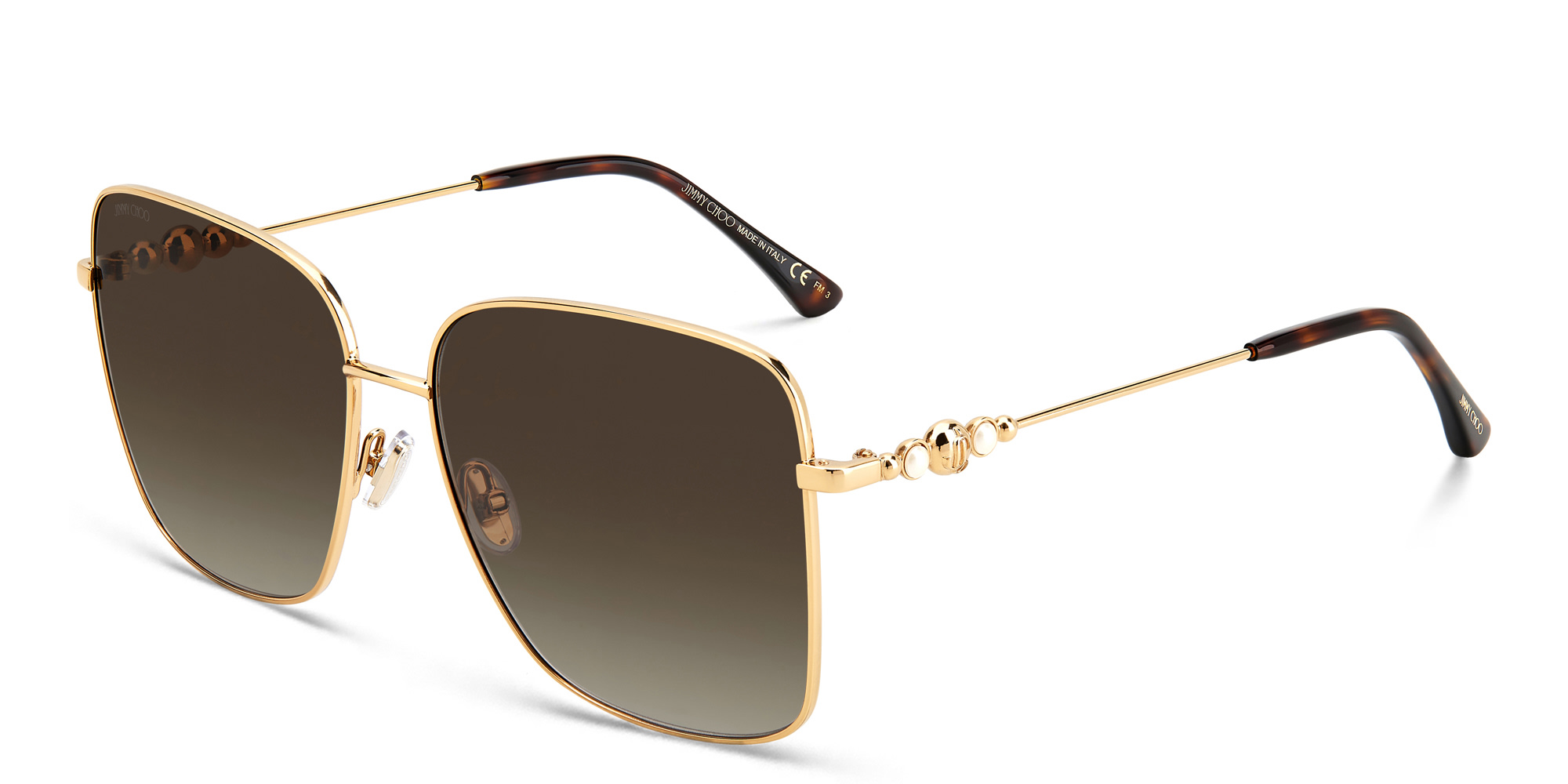 JIMMY CHOO Hester/S Square Sunglasses in Gold Havana – Product Photo 4