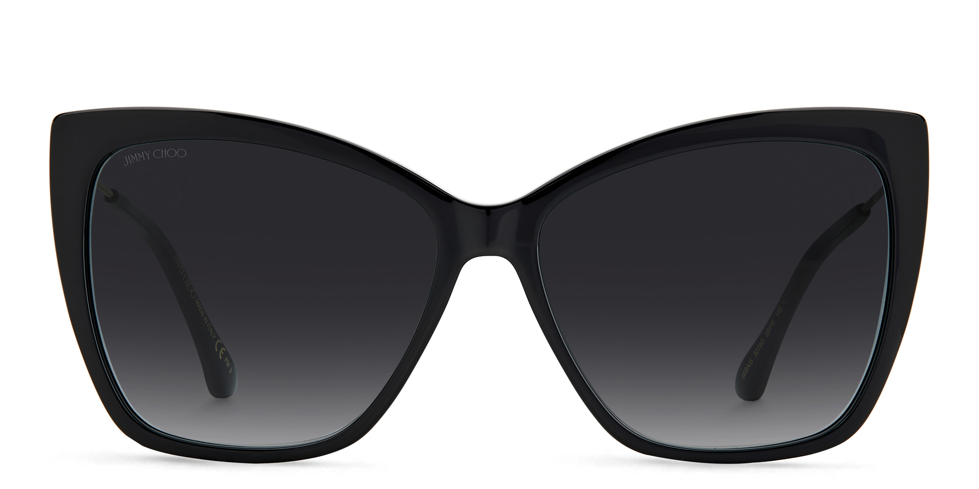 Shop JIMMY CHOO Seba/S Unisex Cat Eye Sunglasses in Black online.