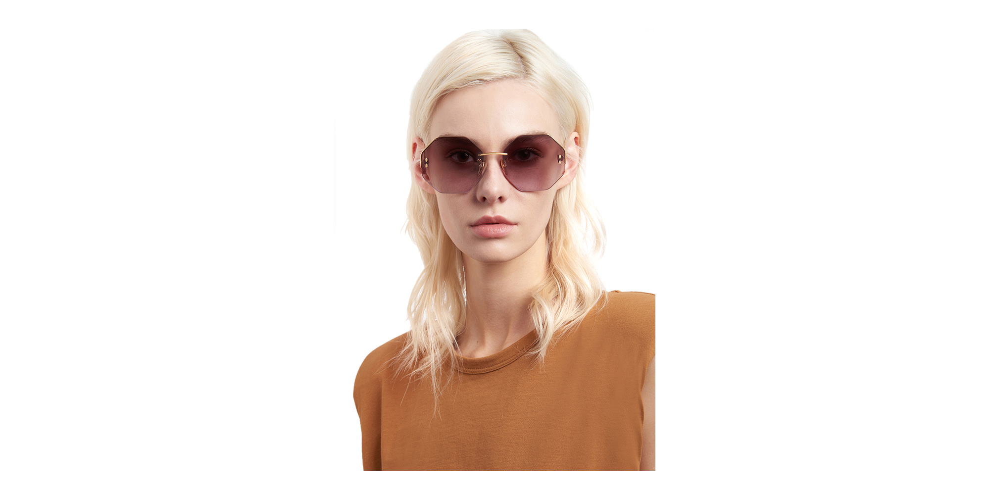 ISABEL MARANT Half Rim Irregular Sunglasses in Rose Gold – Product Photo 5