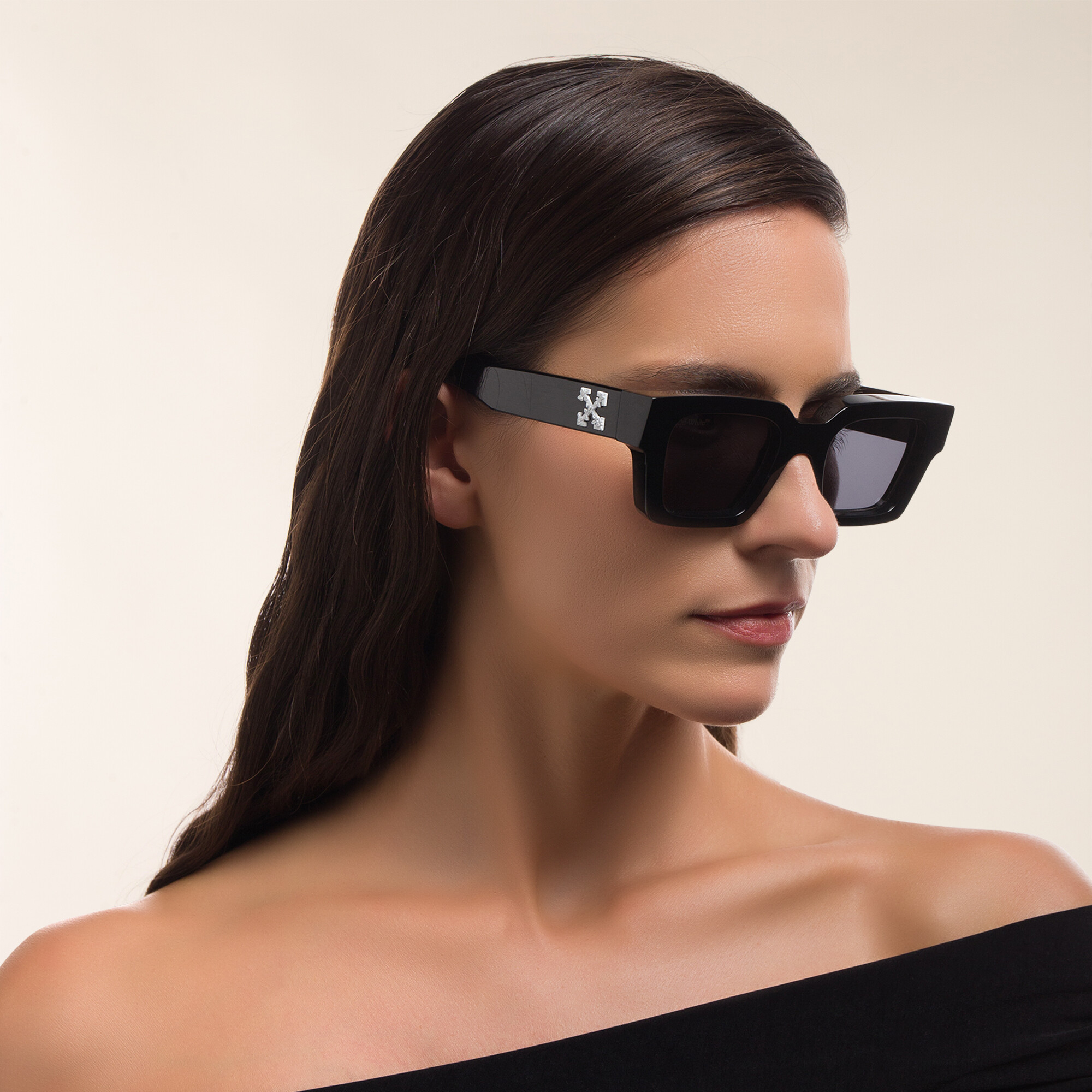 Shop OFF WHITE Unisex Square Sunglasses in Black online.