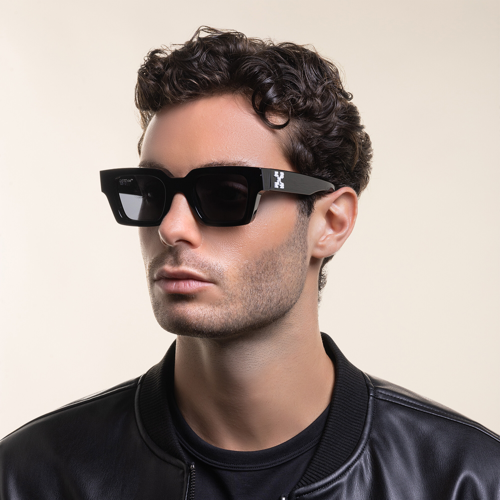 Shop OFF WHITE Unisex Square Sunglasses in Black online.