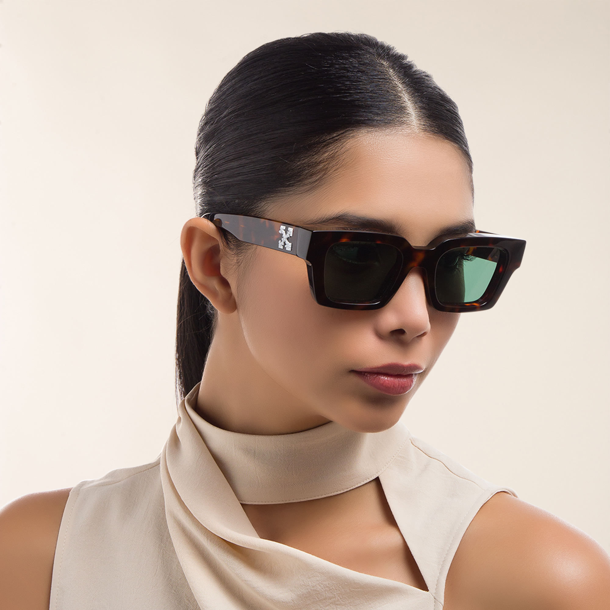 Shop OFF WHITE Unisex Square Sunglasses in Havana online.