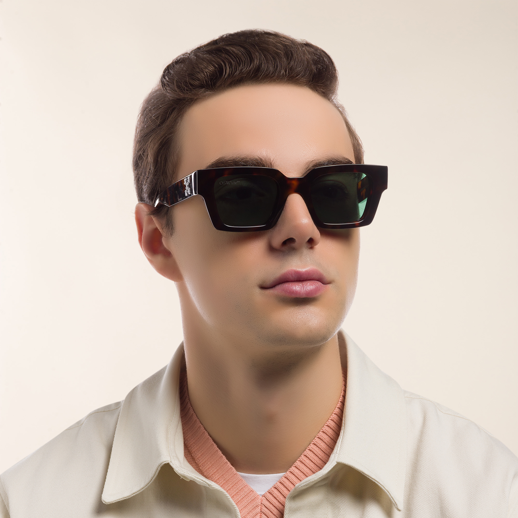 Shop OFF WHITE Unisex Square Sunglasses in Havana online.