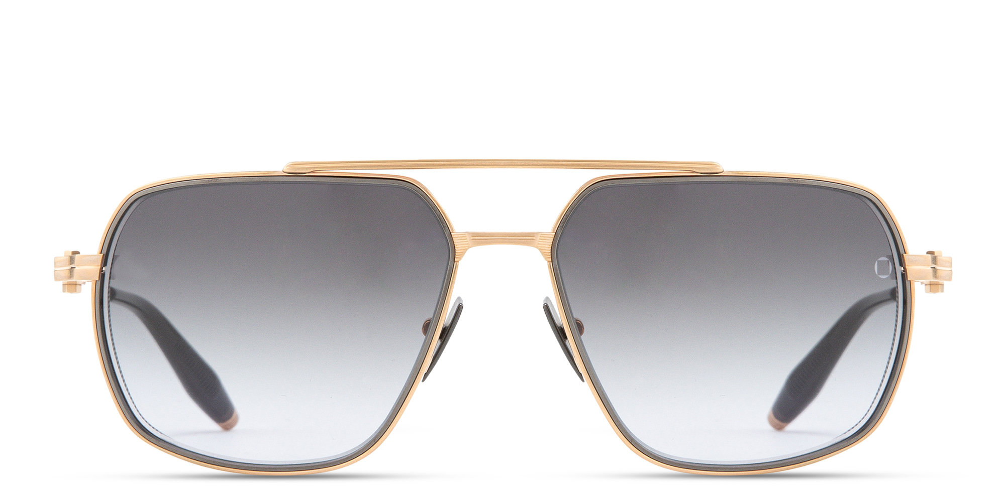 Shop AKONI Pathfinder Rectangle Sunglasses in Gold online.